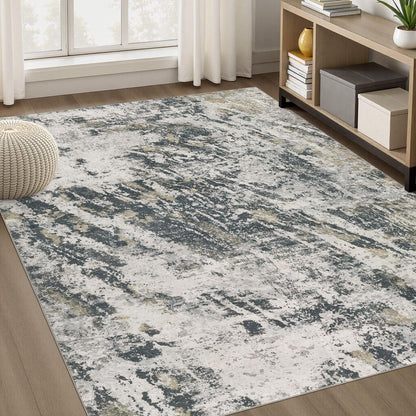 DMOYEST Area Rug Living Room Rugs 9x12 Washable Abstract Grey Carpet