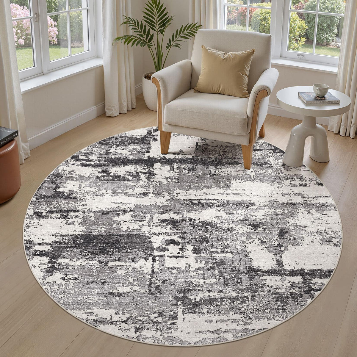 8x10 Area Rugs Living Room Abstract Washable Rug, Gold Brown