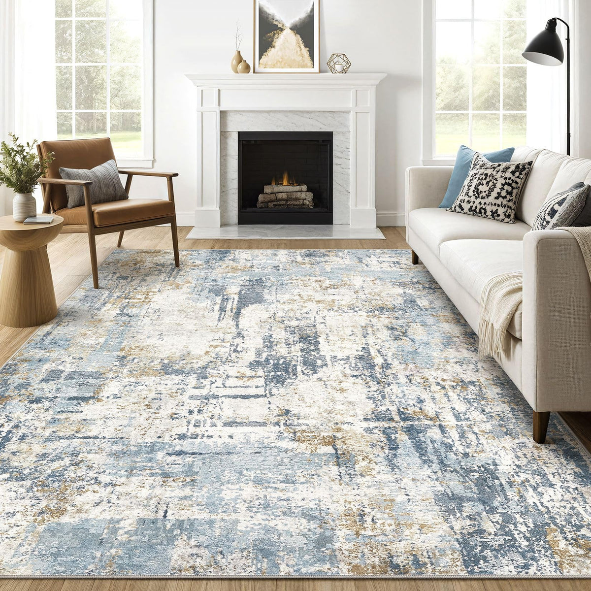 LOONGRUG 6x9 Area Rugs Washable Neutral Modern Abstract Living Room Rug
