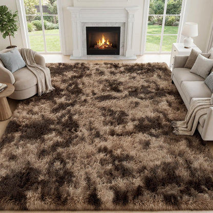 PLHXFR 8x10 Area Rugs Living Room: Fluffy Bedroom Soft Shag Rug Black Grey