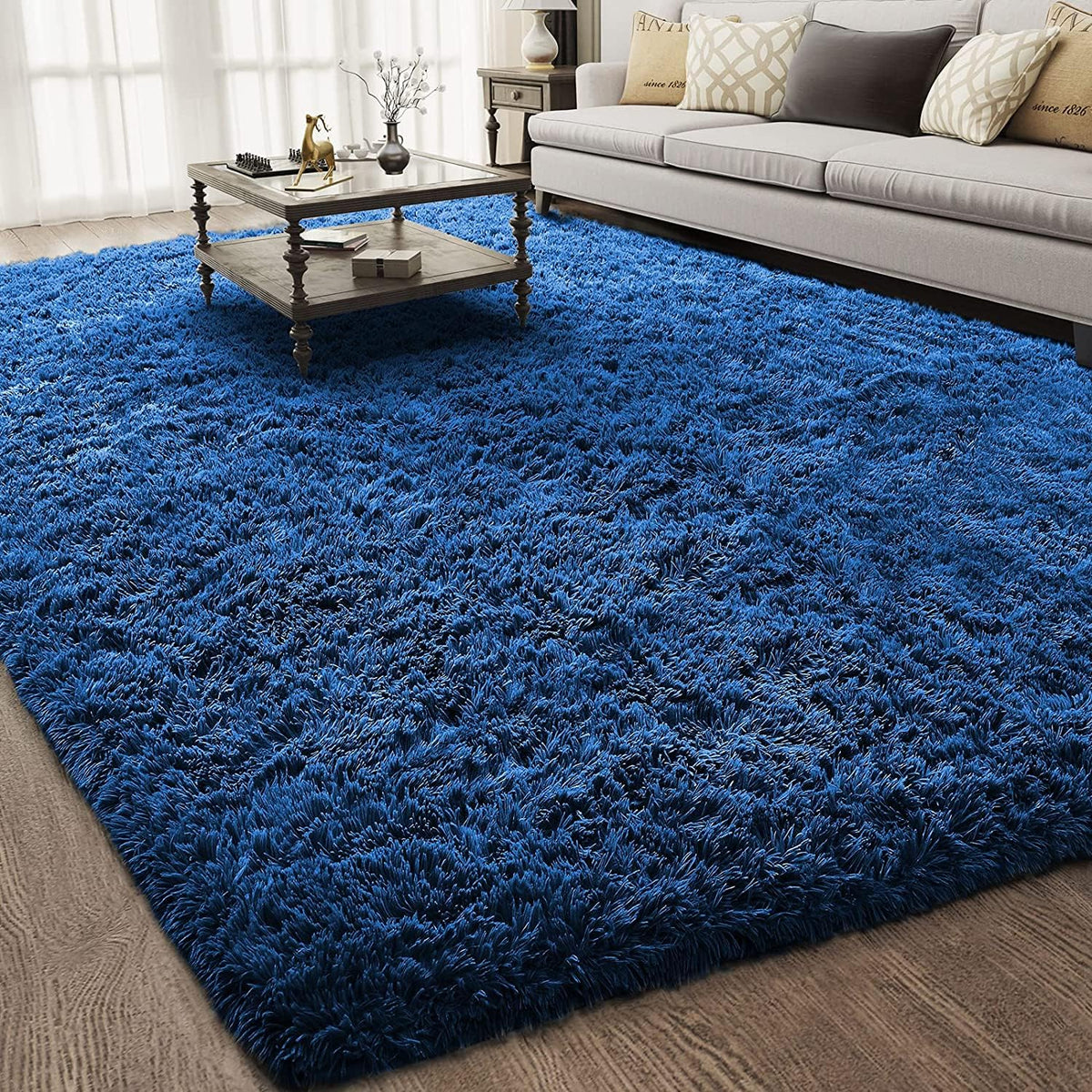 Ophanie Area Rugs 9x12 Living Room, Large Grey Bedroom Carpet, Big Shag Indoor Thick Soft Nursery Rug, Gray Fluffy Carpets for Boy and Girls Room Dorm Home Decor Aesthetic
