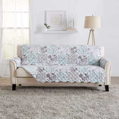 Great Bay Home Reversible Patchwork Sofa Cover - Washable Slipcover Furniture Protector with Elastic Straps - Perfect for Kids & Pets - Box-Stitched Detail (Taupe)