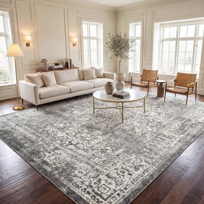 SAFAVIEH Evoke Area Rug 8x10 Large, Ivory & Taupe EVK256E