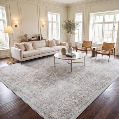 SAFAVIEH Evoke Area Rug 8x10 Large, Ivory & Taupe EVK256E