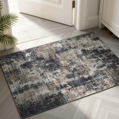 Sasttie 8x10 Washable Area Rug, Modern Abstract Large Carpet, Black & White