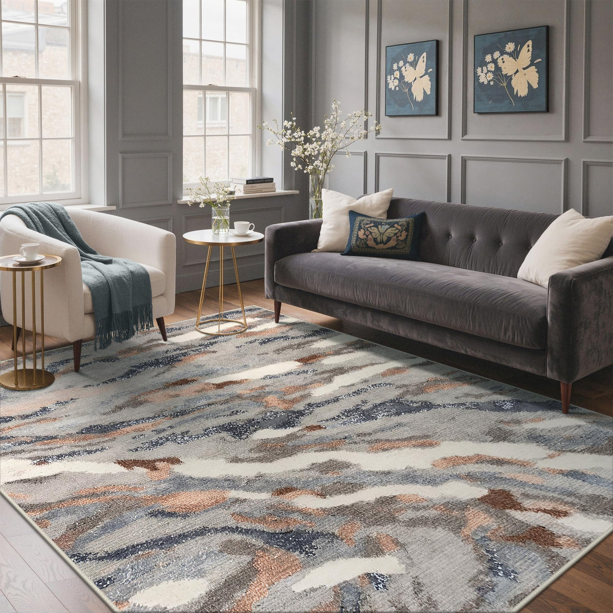 BEIMO 5X7 Area Rug for Living Room, Modern Abstract Washable Soft Non Slip