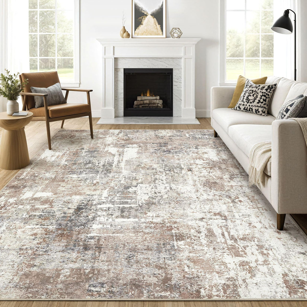 LOONGRUG 6x9 Area Rugs Washable Neutral Modern Abstract Living Room Rug