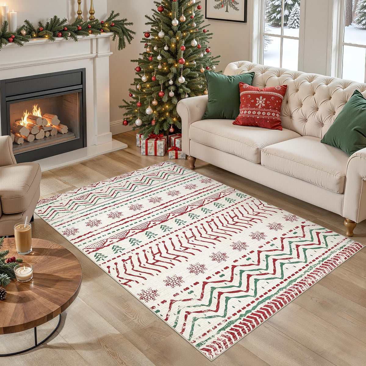 Nakagishi 10X14 Area Rugs for Living Room: Washable Modern Abstract Rug with Non-Slip Silicone Backing Low Pile Soft Carpet for Bedroom & Dining Decor Ideal for Families with Kids and Pets-Brown