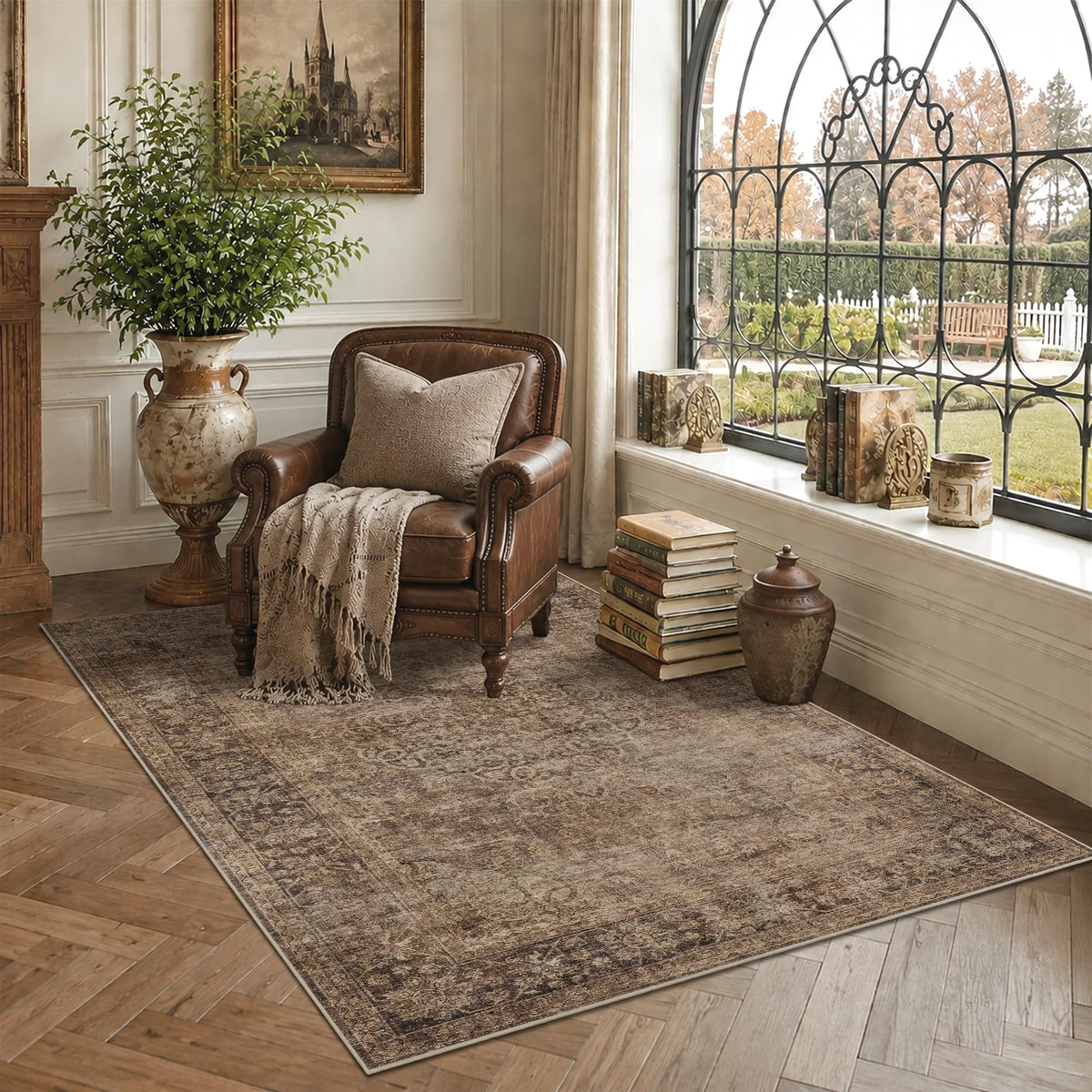 HelloTree 5x7 Vintage Washable Non-Slip Living Room Area Rug