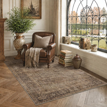 HelloTree 5x7 Vintage Washable Non-Slip Living Room Area Rug