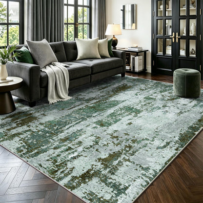 8x10 Area Rugs, Abstract Morden Soft Washable Rug, Non-Slip Low Pile Rugs for Living Room, Bedroom, Dining Room, Home, Office(Ocean Blue)
