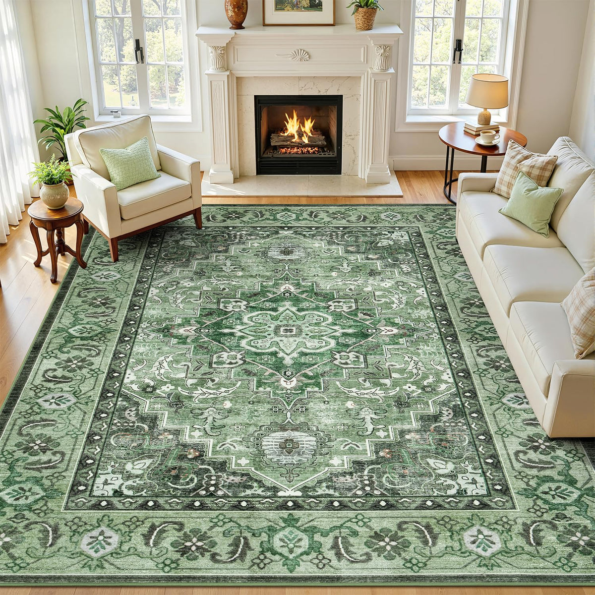 Lofus 8x10 Area Rugs for Living Room Bedroom, Soft Boho Carpet Floral Brown