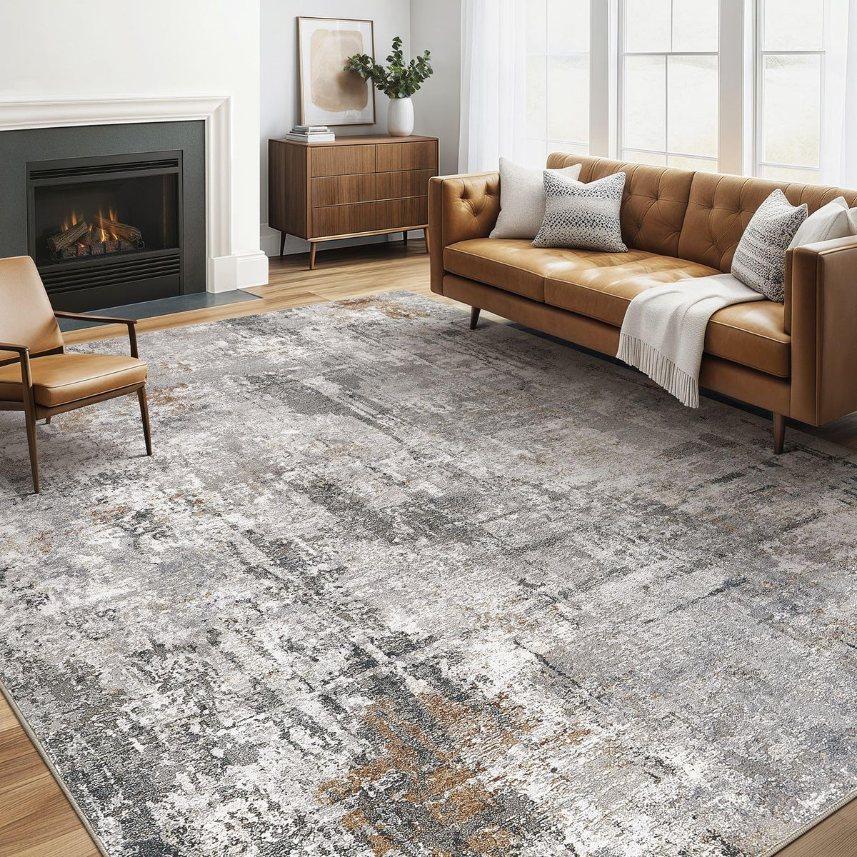 LOONGRUG 6x9 Area Rugs Washable Neutral Modern Abstract Living Room Rug
