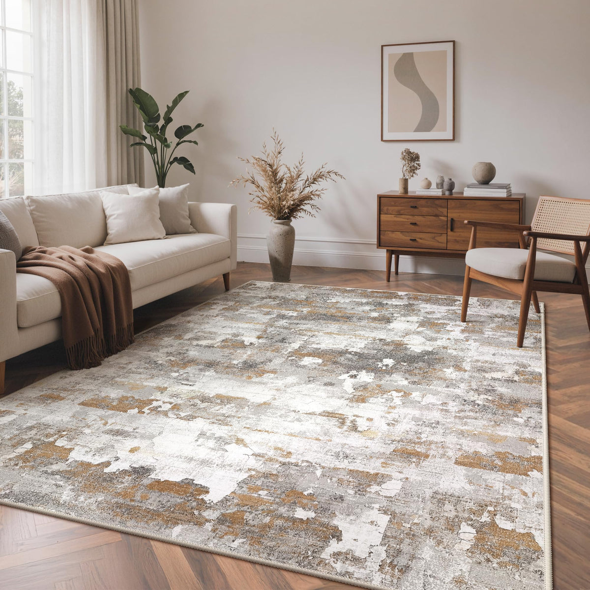 BEIMO 5X7 Area Rug for Living Room, Modern Abstract Washable Soft Non Slip