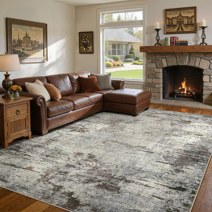 DMOYEST Area Rug Living Room Rugs 9x12 Washable Abstract Grey Carpet