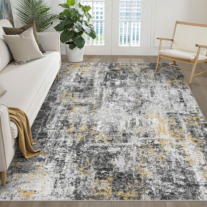 LOONGRUG 8x10 Area Rugs Washable Neutral Modern Rug for Living Room Brown
