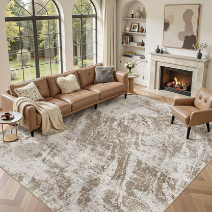 DMOYEST Area Rug Living Room Rugs 9x12 Washable Abstract Grey Carpet