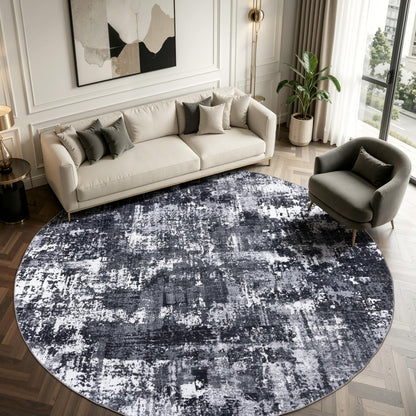 Sasttie 8x10 Washable Area Rug, Modern Abstract Large Carpet, Black & White