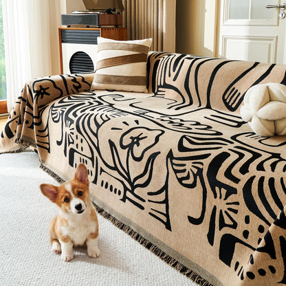 MYSKY HOME Sofa Covers for 2 Cushion Couch L Shaped Couch Cover Washable Couch Cover with Tassels Boho Couch Covers Non Slip Super Universal Soft Sofa Slipcover for Kids, Dogs, Pets, 71"x118", White