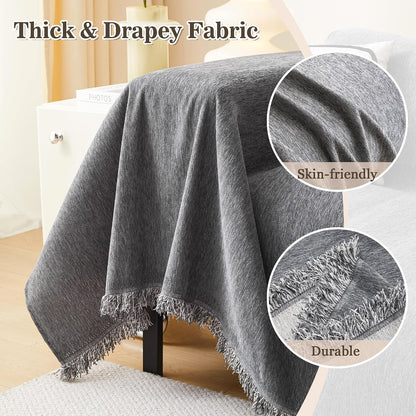 MEETSKY Couch Covers for Dogs, Washable Couch Covers, Pet Sofa Covers for 3 Cushion Couch, Chenille Thick Sectional Couch Cover Blanket Modern Furniture Protector Covers, 91" x 134", Dark Grey