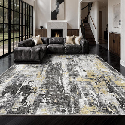 8x10 Area Rugs, Abstract Morden Soft Washable Rug, Non-Slip Low Pile Rugs for Living Room, Bedroom, Dining Room, Home, Office(Ocean Blue)