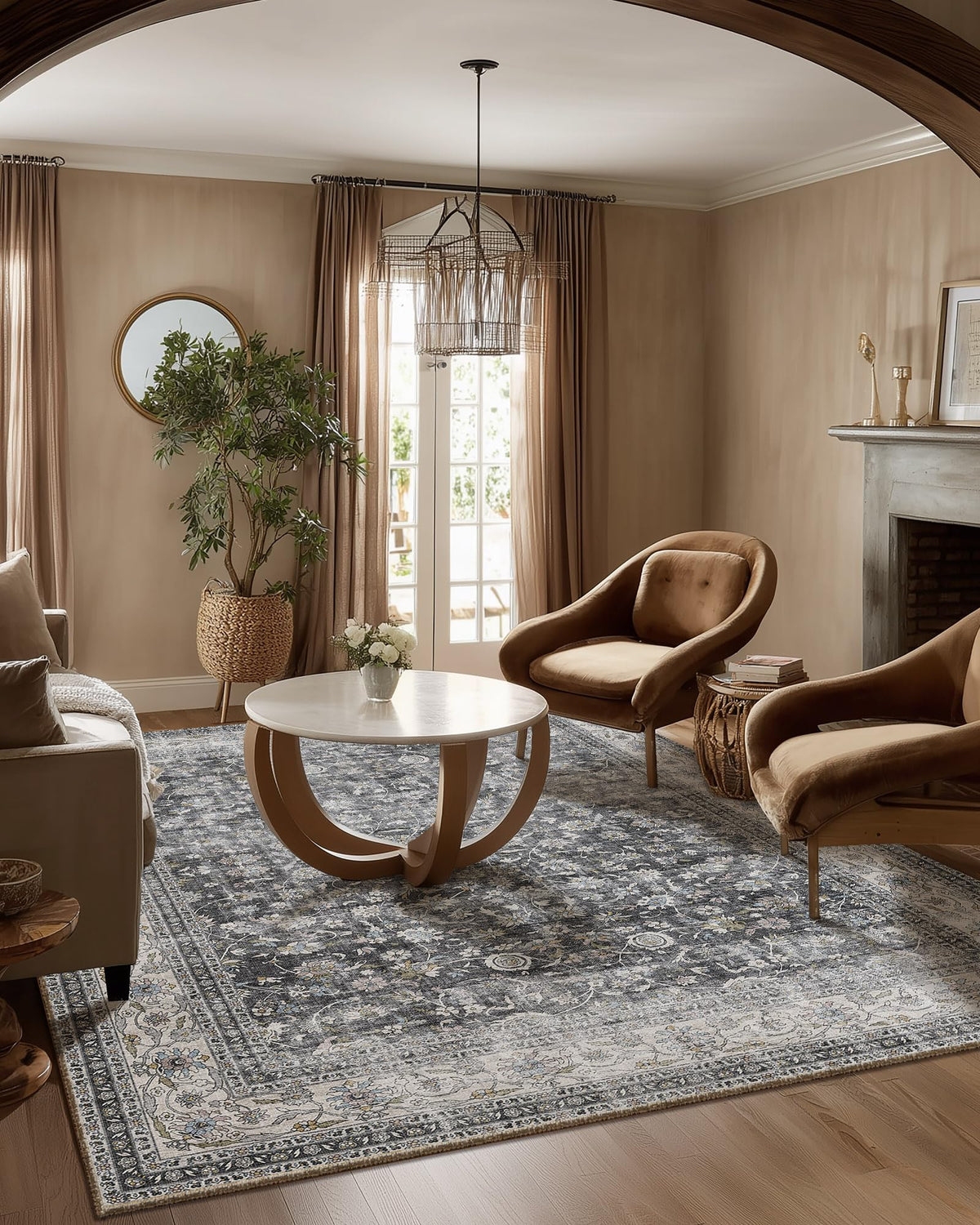 Area Rugs 9x12 Living Room: Washable Bedroom Rug Non Slip Large Boho Carpet