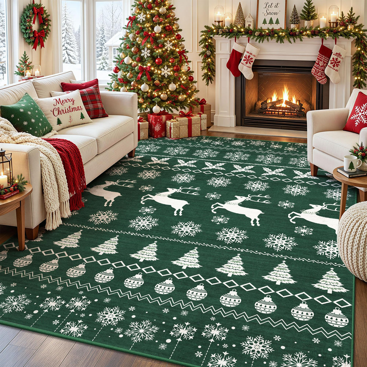 8x10 Area Rugs for Living Room - Washable Vintage Retro Large Rug, Soft Ultra Thin Non Slip Low Pile Traditional Distressed Boho Carpet for Bedroom Dining Room Home Office, Charcoal Olive