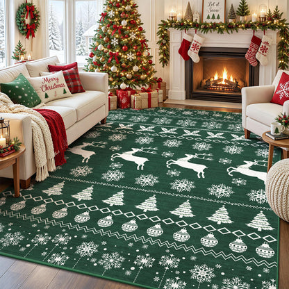 8x10 Area Rugs for Living Room - Washable Vintage Retro Large Rug, Soft Ultra Thin Non Slip Low Pile Traditional Distressed Boho Carpet for Bedroom Dining Room Home Office, Charcoal Olive