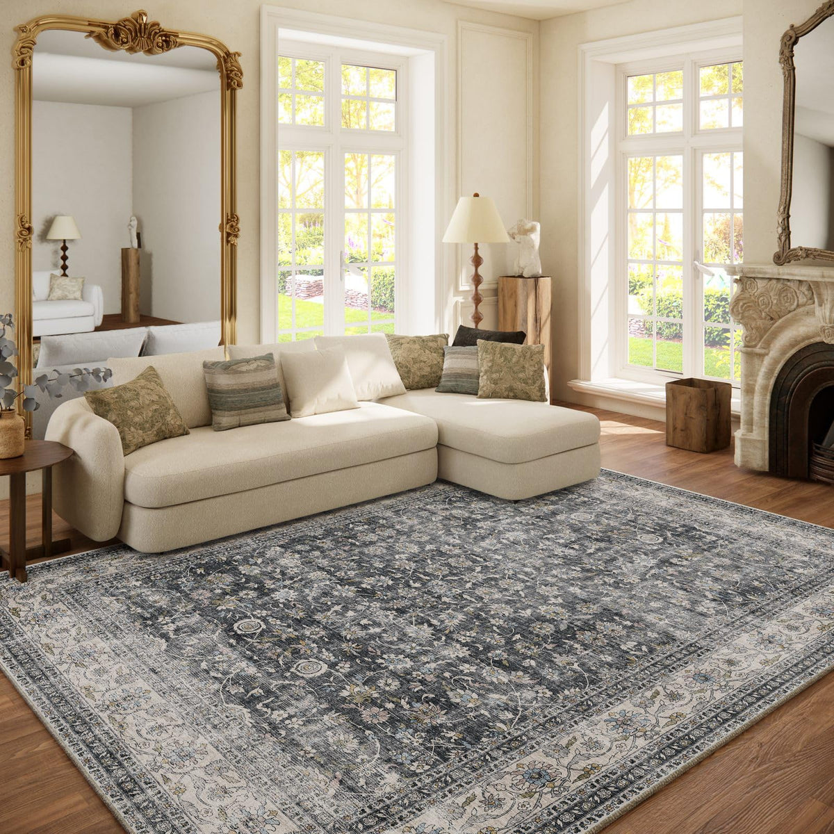 Area Rugs 9x12 Living Room: Washable Bedroom Rug Non Slip Large Boho Carpet