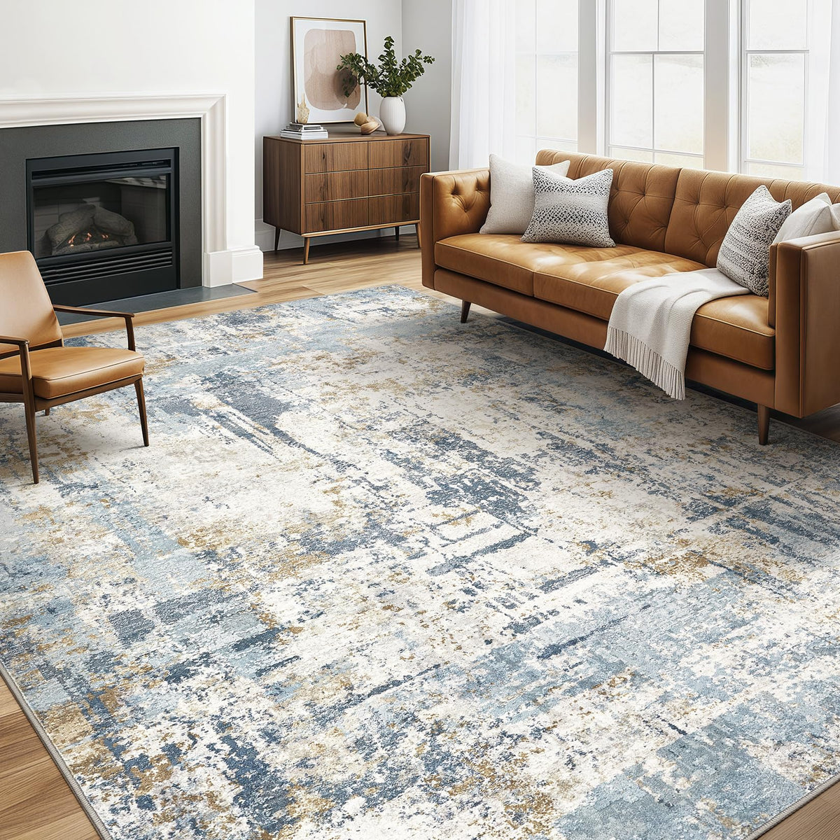 LOONGRUG 6x9 Area Rugs Washable Neutral Modern Abstract Living Room Rug