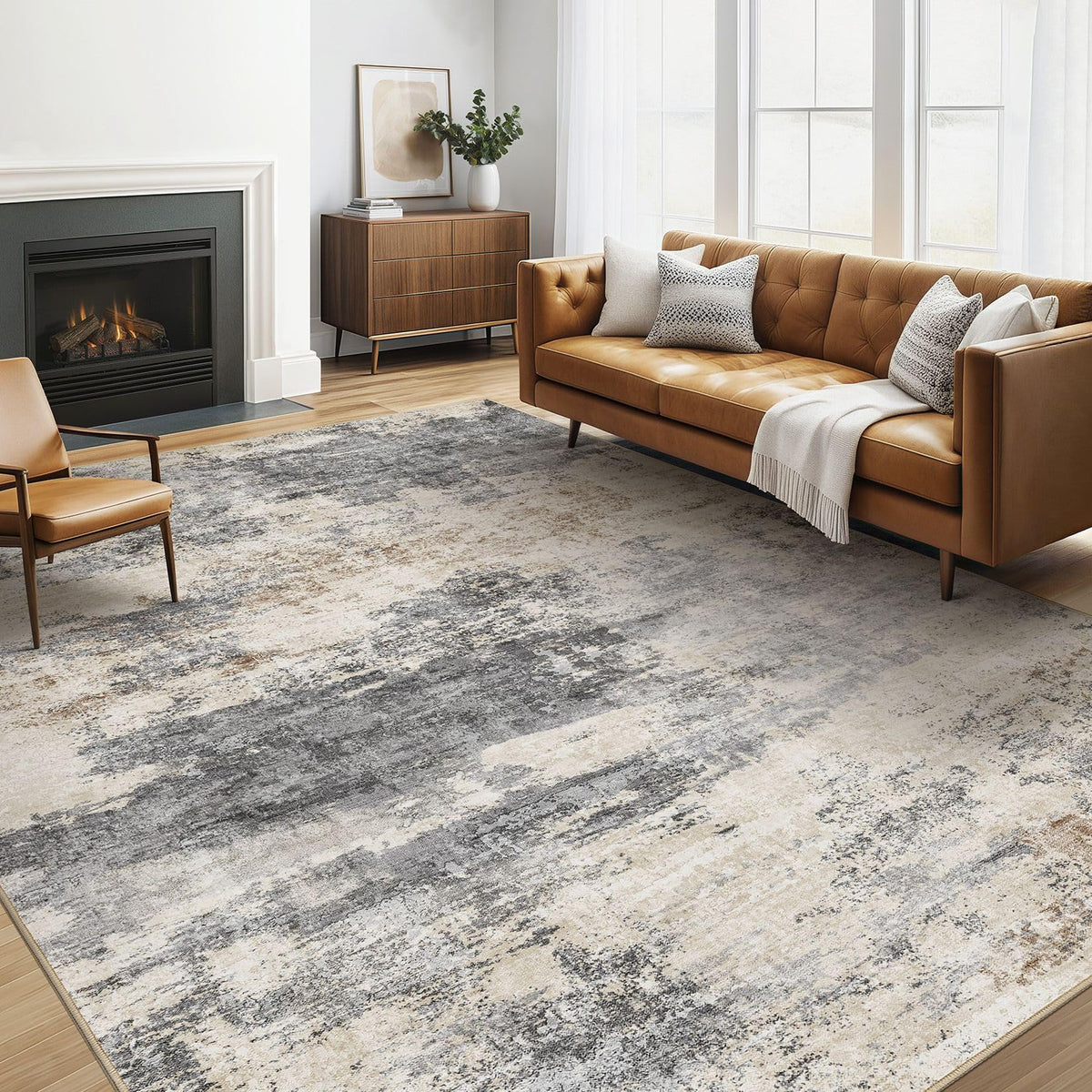 LOONGRUG 6x9 Area Rugs Washable Neutral Modern Abstract Living Room Rug