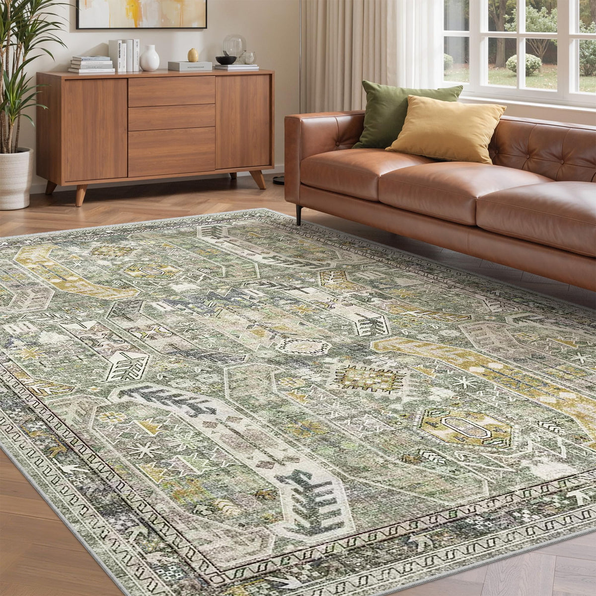 befbee 8x10 Area Rugs for Living Room, Washable Vintage Non Slip Rug