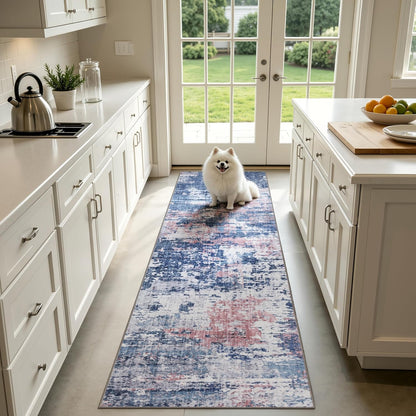 Sasttie 8x10 Washable Area Rug, Modern Abstract Large Carpet, Black & White