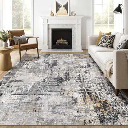 LOONGRUG 6x9 Area Rugs Washable Neutral Modern Abstract Living Room Rug