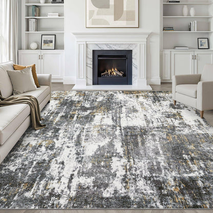 LOONGRUG 8x10 Area Rugs Washable Neutral Modern Rug for Living Room Brown