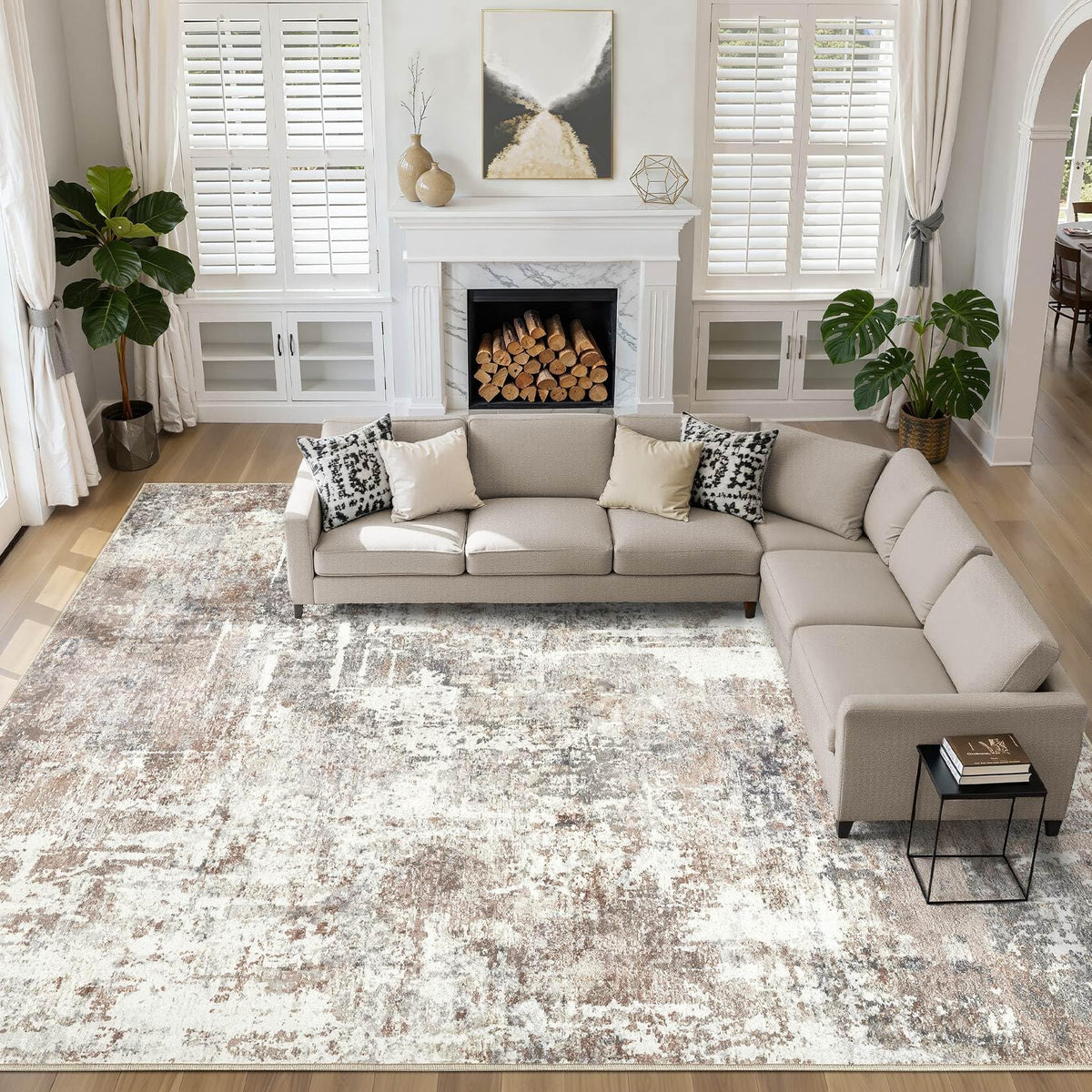 LOONGRUG 6x9 Area Rugs Washable Neutral Modern Abstract Living Room Rug