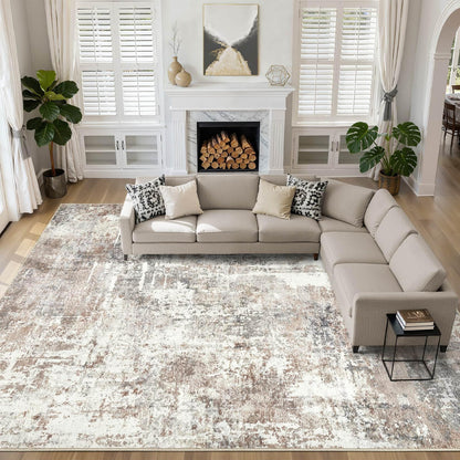 LOONGRUG 6x9 Area Rugs Washable Neutral Modern Abstract Living Room Rug