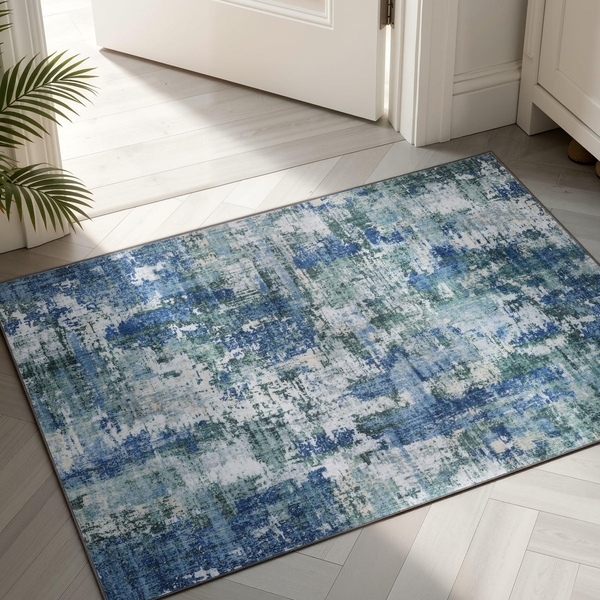 Sasttie 8x10 Washable Area Rug, Modern Abstract Large Carpet, Black & White