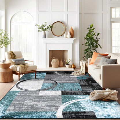 Rugshop Circle Design Contemporary Durable Area Rug Gray 7'10" x 10'2"