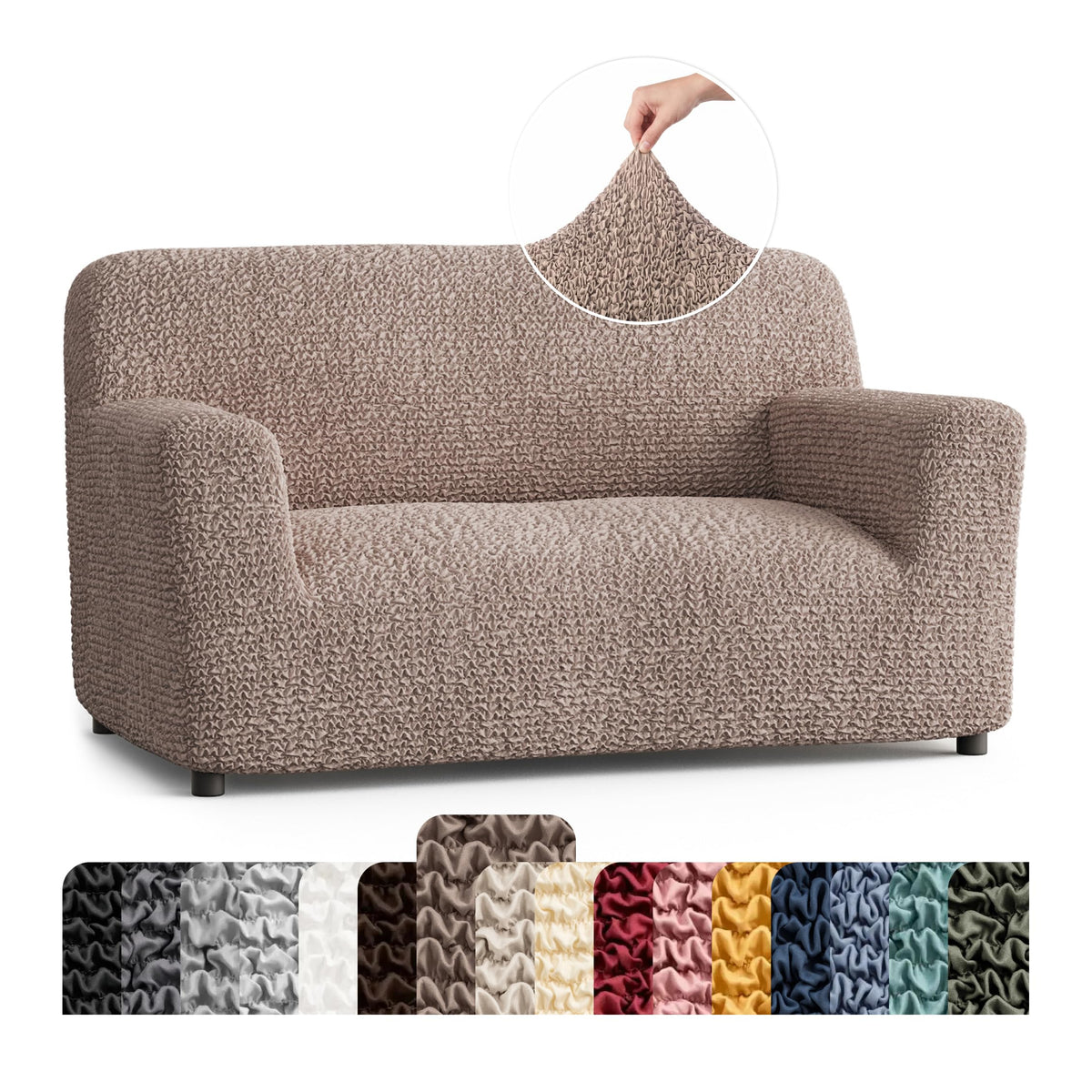 PAULATO Premium Stretch Couch Covers for Sofa - Sofa Chair Cover Washable, Dogs & Pets Friendly - Elastic Polyester Loveseat Slipcovers - Non-Slip Love Seat Couch Covers - Moss Green (64"-85" Wide)