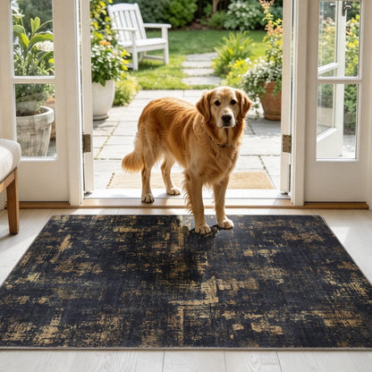 Sasttie 8x10 Washable Area Rug, Modern Abstract Large Carpet, Black & White