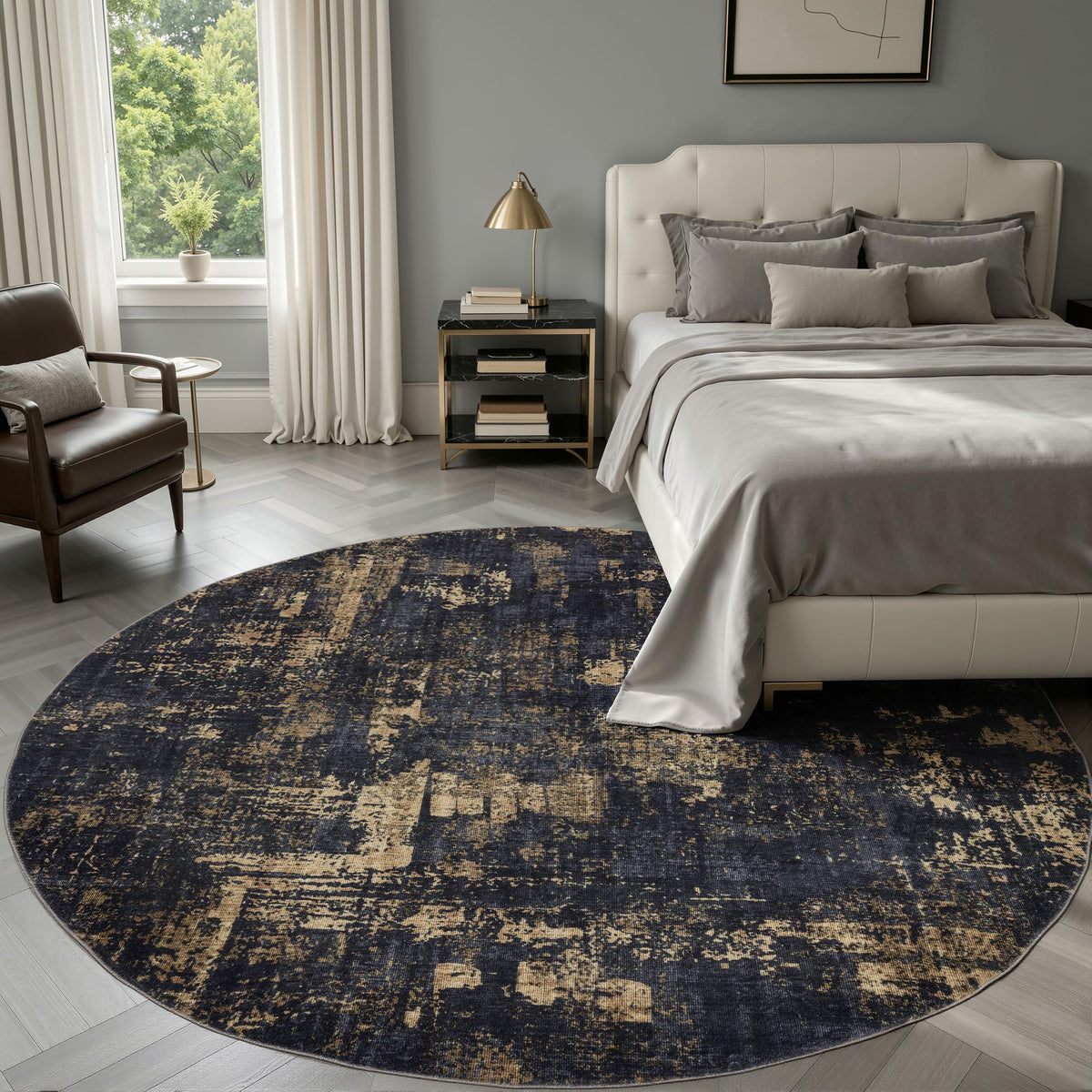 Sasttie 8x10 Washable Area Rug, Modern Abstract Large Carpet, Black & White