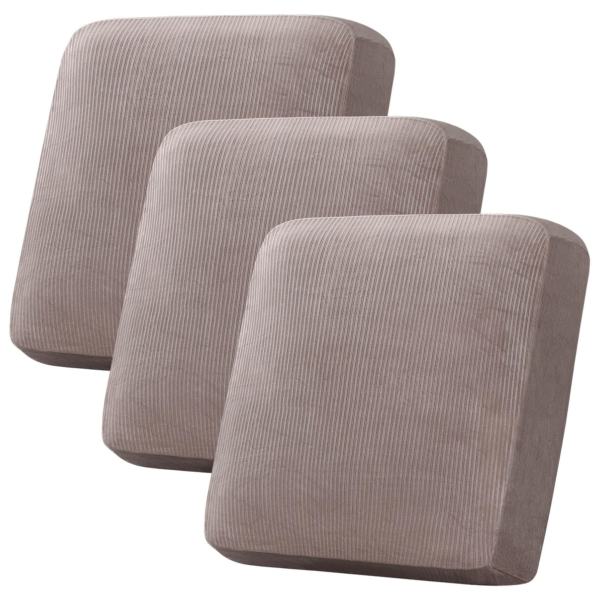H.VERSAILTEX Velvet Stretch Couch Cushion Cover Plush Cushion Slipcover for Chair Loveseat Sofa Cushion Furniture Protector Seat Cushion Sofa Cover (3 Piece Sofa Cushion Covers, Ivory)