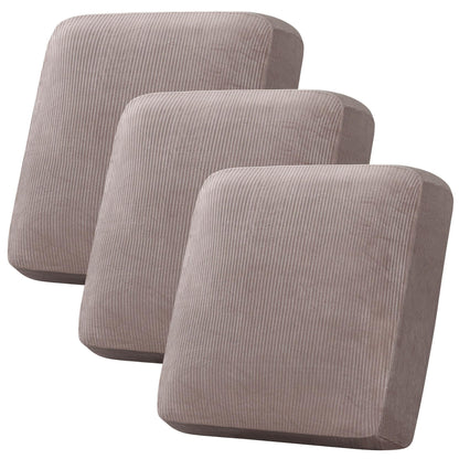 H.VERSAILTEX Velvet Stretch Couch Cushion Cover Plush Cushion Slipcover for Chair Loveseat Sofa Cushion Furniture Protector Seat Cushion Sofa Cover (3 Piece Sofa Cushion Covers, Ivory)