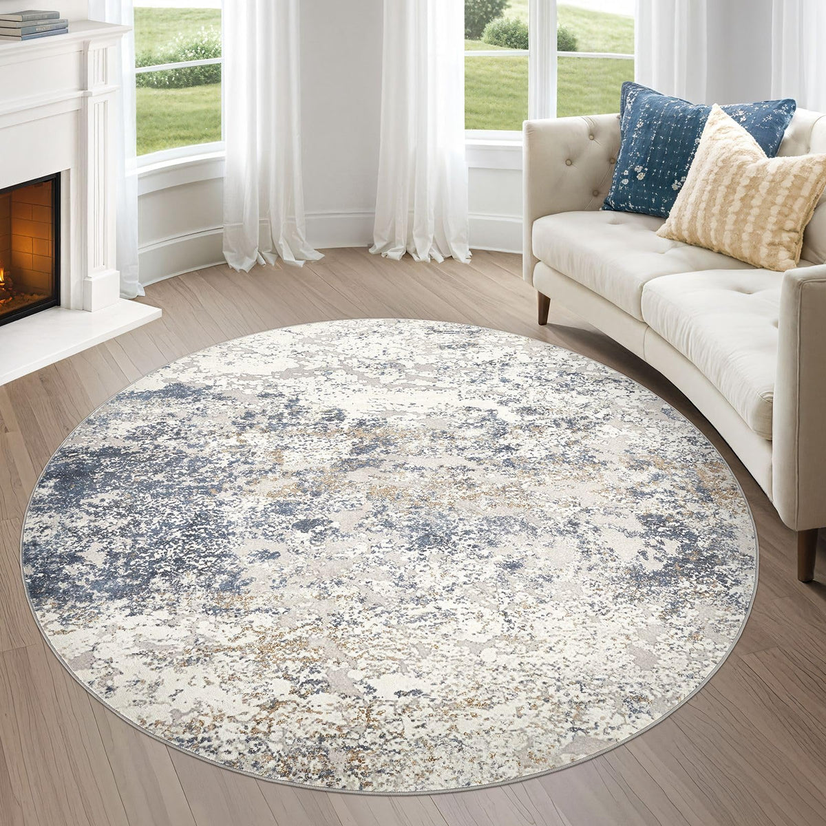 DMOYEST Area Rug Living Room Rugs 9x12 Washable Abstract Grey Carpet