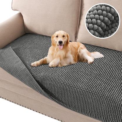 H.VERSAILTEX Plush Chenille Dog Bed Cover Thick Soft Sofa Cover for 3 Cushion Couch Anti Slip Couch Cover Furniture Protector for Dog, Pet, Cat (35" x 82", Ivory)