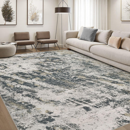 DMOYEST Area Rug Living Room Rugs 9x12 Washable Abstract Grey Carpet