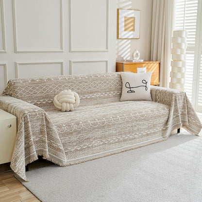 MEETSKY Couch Cover Sofa Covers Couch Covers for 3 Cushion Couch Sofa Pet Friendly, L Shaped Sectional Sofa Covers Washable Simply Put Sofa Throw Cover for Dogs, 91" x 134", Beige