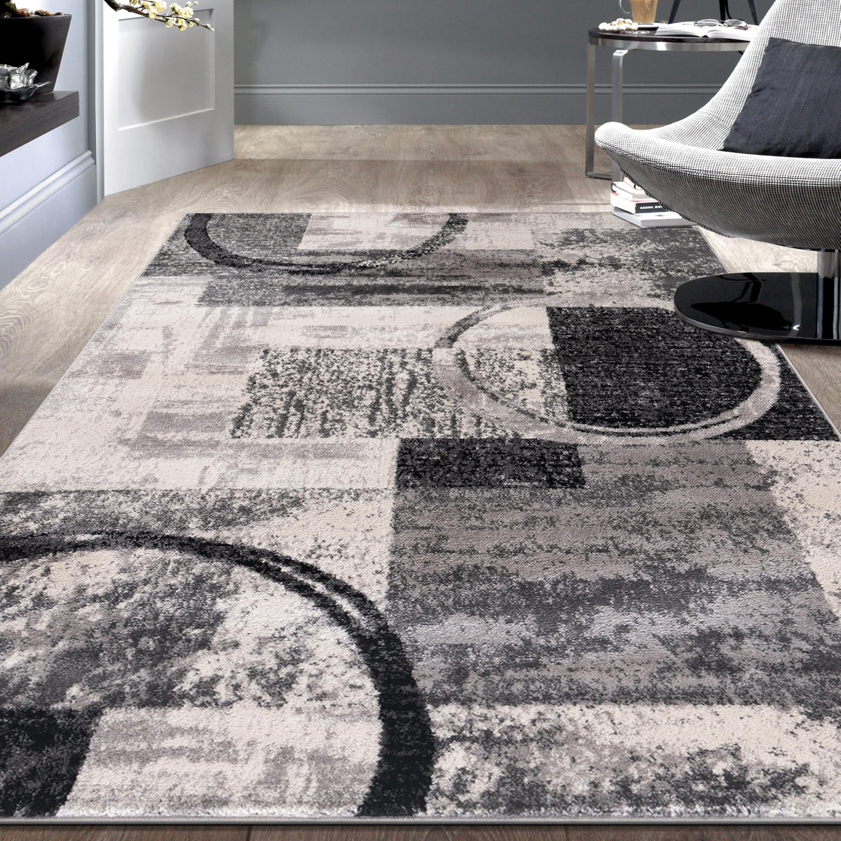 Rugshop Circle Design Contemporary Durable Area Rug Gray 7'10" x 10'2"