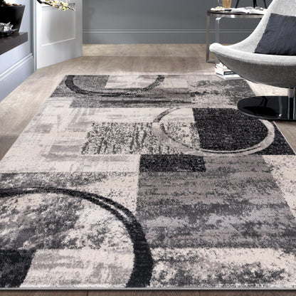 Rugshop Circle Design Contemporary Durable Area Rug Gray 7'10" x 10'2"
